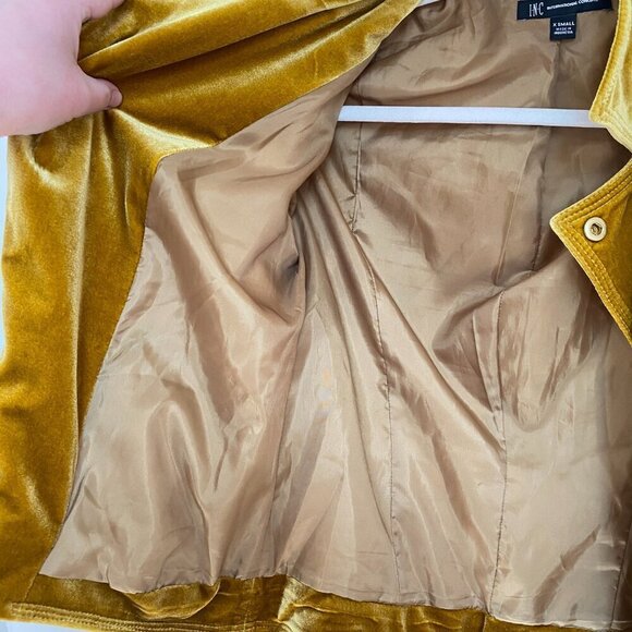 INC International Concepts Glam Velvet Gold Moto Jacket Blazer - Picture 5 of 10